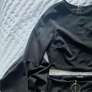 Black Flare Ruffle Set